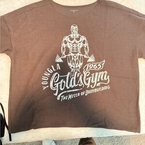 YoungLA Brown Graphic Gold's Gym Short Sleeve Tee